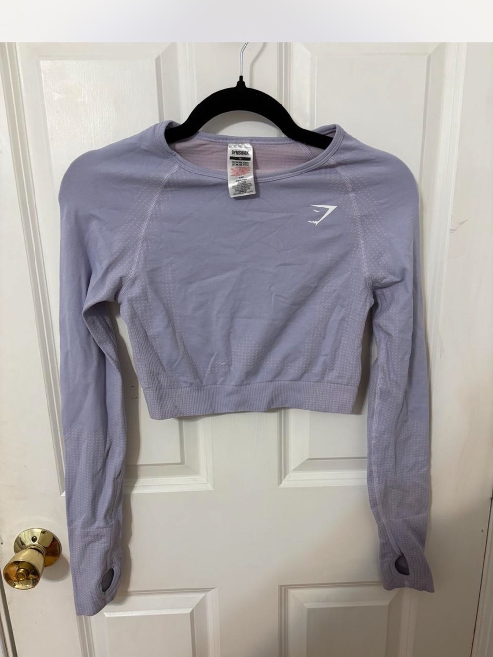 Gymshark Lavender Seamless Long Sleeve Crop Top with Thumbholes